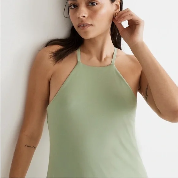 Madewell 2.0 MWL Flex Fitness Dress NWOT Mint Green Size Med Strappy Criss Cross - Picture 3 of 11